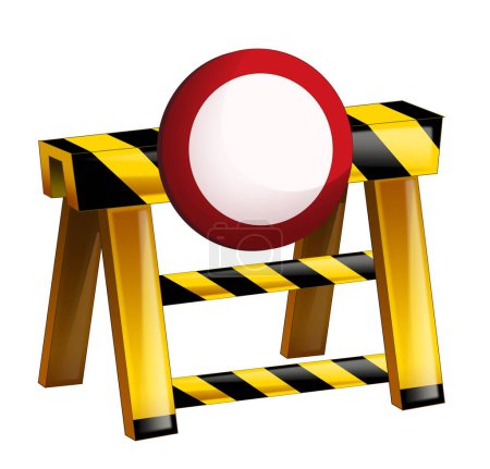 Photo for Cartoon scene with construction site sign blockade isolated illustration - Royalty Free Image