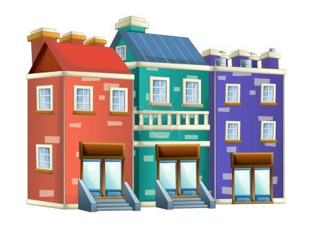 Photo for Cartoon scene with urban city houses buildings isolated illustration - Royalty Free Image