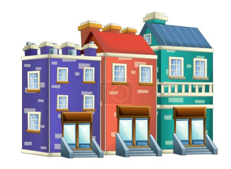 Foto de Cartoon scene with urban city houses buildings isolated illustration - Imagen libre de derechos