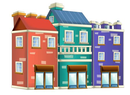 Foto de Cartoon scene with urban city houses buildings isolated illustration - Imagen libre de derechos