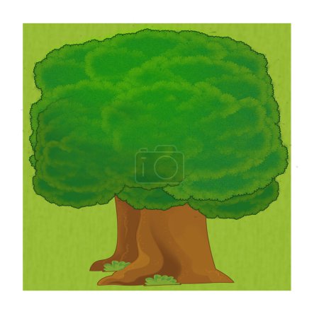 Téléchargez les photos : Dessin animé élément nature arbre isolé illustration - en image libre de droit