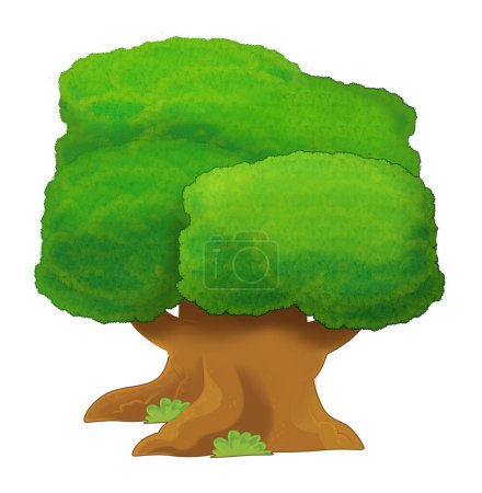 Téléchargez les photos : Dessin animé élément nature arbre isolé illustration - en image libre de droit