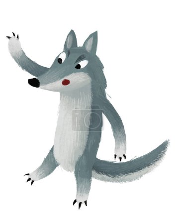 Photo for Cartoon scene with bad wolf on white background illustration - Royalty Free Image