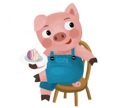 Photo for Cartoon scene with farmer funnt pig rancher isolated illustration - Royalty Free Image