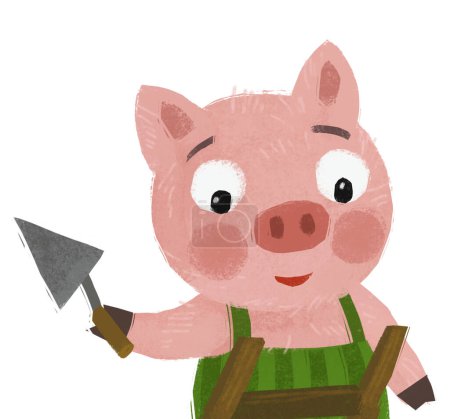 Foto de Escena de dibujos animados con granjero cerdo funnt ranchero ilustración aislada - Imagen libre de derechos