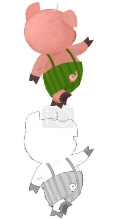 Photo for Cartoon scene with farmer funnt pig rancher isolated illustration sketch - Royalty Free Image