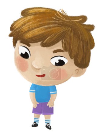 Foto de Dibujos animados niño niño niño quitarse o ponerse ropa por él mismo ilustración de la infancia para los niños - Imagen libre de derechos