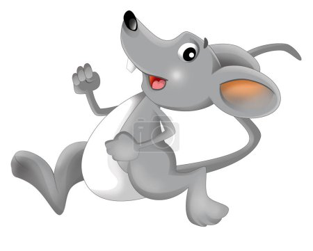 Foto de Dibujos animados escena feliz con ratón sonriente alegre sobre fondo blanco ilustración para niños - Imagen libre de derechos