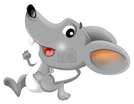 Photo for Cartoon happy scene with cheerful smiling mouse on white background illustration for kids - Royalty Free Image