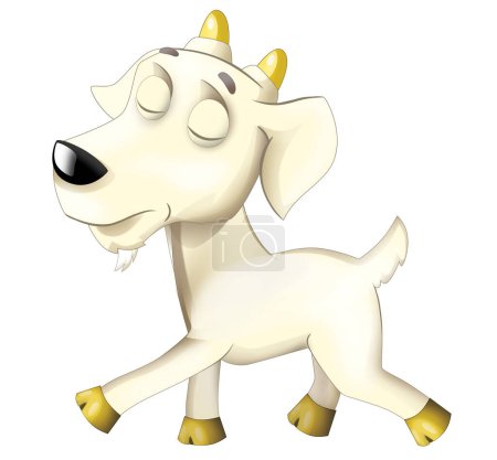 Foto de Escena de dibujos animados con cabra alegre feliz está de pie ilustración para los niños - Imagen libre de derechos