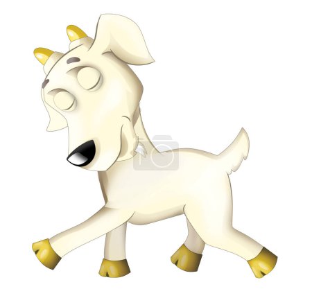 Photo for Cartoon scene with happy cheerful goat is standing illustration for kids - Royalty Free Image