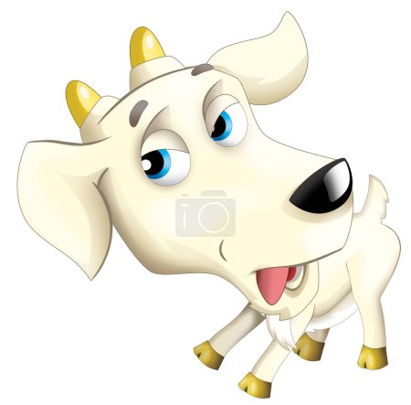 Photo for Cartoon scene with happy cheerful goat is standing illustration for kids - Royalty Free Image