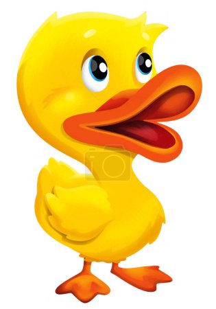 Téléchargez les photos : Dessin animé heureux animal de ferme heureux joyeux canard illustration pour enfants peinture artistique scène - en image libre de droit