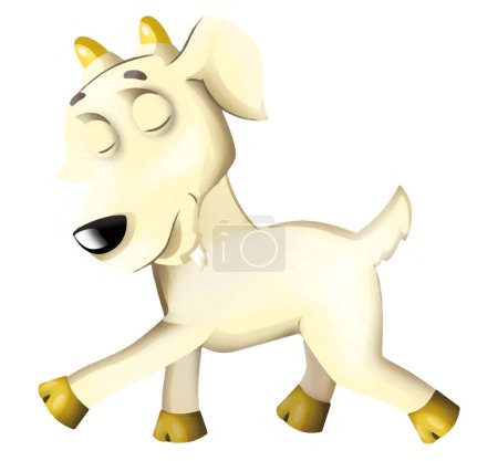 Photo for Cartoon scene with happy cheerful goat is standing illustration for children artistic painting scene - Royalty Free Image