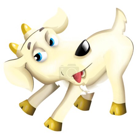 Photo for Cartoon scene with happy cheerful goat is standing illustration for children artistic painting scene - Royalty Free Image