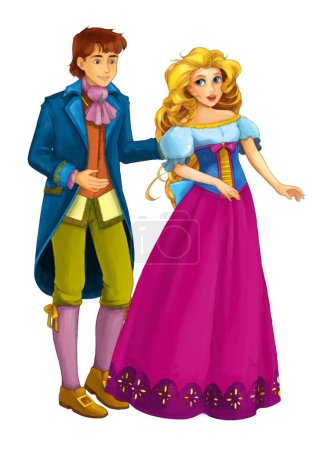 Foto de Cartoon scene with princess and prince illustration for children - Imagen libre de derechos
