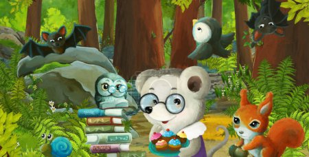 Photo for Cartoon scene with friendly animal in the forest - illustration for children - Royalty Free Image