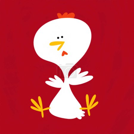 Téléchargez les photos : Scène de dessin animé avec heureuse illustration drôle de coq de poulet pour les enfants - en image libre de droit
