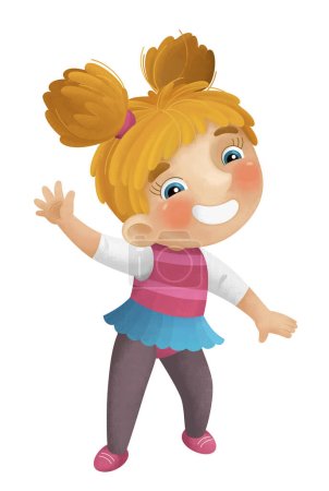 Foto de Escena de dibujos animados con chica joven divirtiéndose jugando ballet de baile ocio tiempo libre ilustración aislada para niños - Imagen libre de derechos