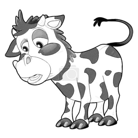 Photo for Sketch cartoon scene with funny looking cow calf illustration for kids - Royalty Free Image