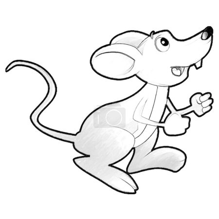 Téléchargez les photos : Croquis scène de dessin animé avec souris rat ferme heureuse s'amuser illustration isolée pour les enfants - en image libre de droit
