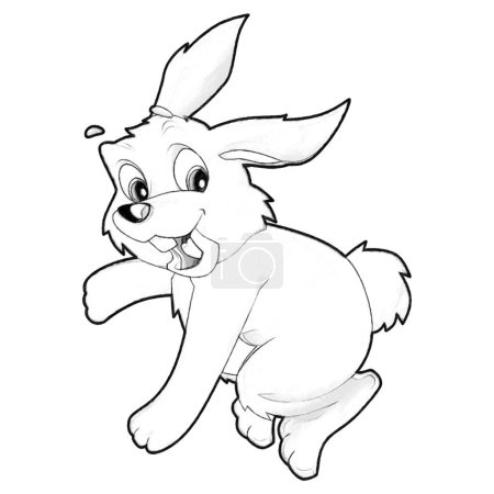 Téléchargez les photos : Croquis dessin animé lapin ferme animal isolé illustration pour enfants - en image libre de droit