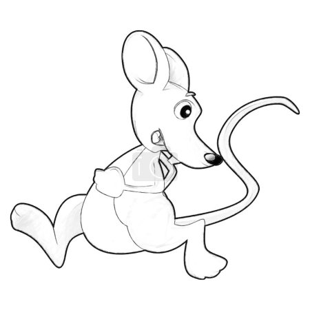 Photo for Sketch cartoon scene with happy farm rat mouse having fun isolated illustration for kids - Royalty Free Image