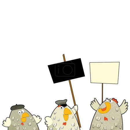 Foto de Escena de dibujos animados con feliz gallo de pollo ilustración para niños - Imagen libre de derechos