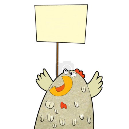 Téléchargez les photos : Scène de dessin animé avec illustration de coq de poulet heureux pour les enfants - en image libre de droit