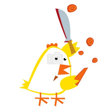 Téléchargez les photos : Scène de dessin animé avec illustration de coq de poulet heureux pour les enfants - en image libre de droit