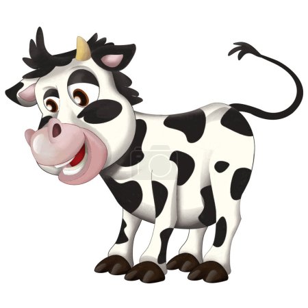 alegre escena de dibujos animados con divertido buscando vaca becerro ilustración para niños