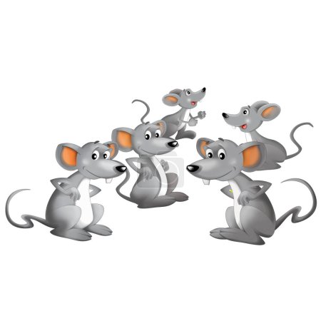 Foto de Alegre escena de dibujos animados con la granja feliz ratón rata divertirse ilustración aislada para los niños - Imagen libre de derechos