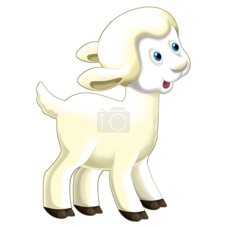 Photo for Cheerful cartoon scene with funny looking farm sheep smiling illustration for kids - Royalty Free Image