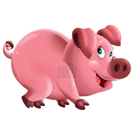 Photo for Cheerful cartoon scene with happy farm pig smiling illustration for kids - Royalty Free Image