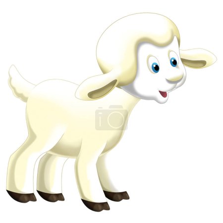 Photo for Cheerful cartoon scene with funny looking farm sheep smiling illustration for kids - Royalty Free Image
