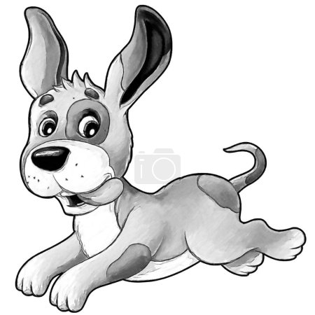 Foto de Bosquejo escena de dibujos animados con perro granja feliz divertirse ilustración para los niños - Imagen libre de derechos