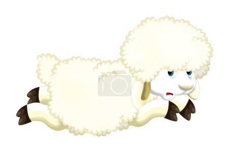 Foto de Dibujos animados feliz cornudo ovejas está buscando y sonriente ilustración - Imagen libre de derechos