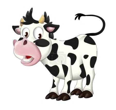 Cartoon happy cow is standing and looking artistic style - illustration