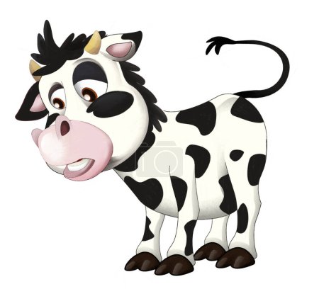Foto de Dibujos animados vaca feliz está de pie y buscando estilo artístico - ilustración - Imagen libre de derechos