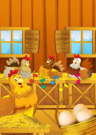 Foto de Escena de dibujos animados con la vida en el rancho con diferentes animales de granja ilustración - Imagen libre de derechos