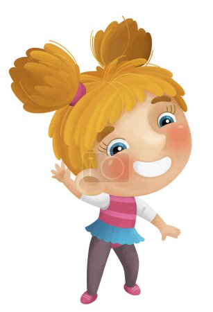 Photo for Cartoon scene with young girl having fun playing dancing ballet leisure free time isolated illustration for children - Royalty Free Image