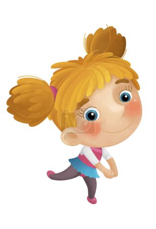 Foto de Escena de dibujos animados con chica joven divirtiéndose jugando ballet baile ocio tiempo libre ilustración aislada para niños - Imagen libre de derechos