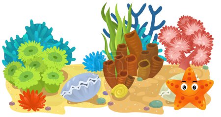Photo for Cartoon scene with coral reef garden isolated element illustration for children - Royalty Free Image