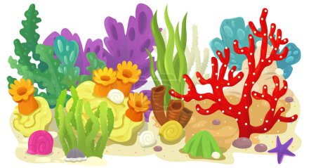 Photo for Cartoon scene with coral reef garden isolated element illustration for children - Royalty Free Image