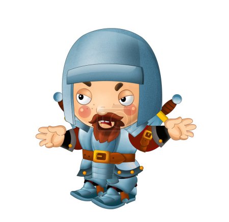Photo for Cartoon scene with medieval happy knight in armor isolated illustration for kids - Royalty Free Image