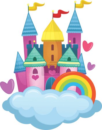 Photo for Cartoon beautiful and colorful medieval castle illustration for kids - Royalty Free Image
