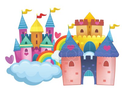 Foto de Dibujo animado hermoso y colorido castillo medieval ilustración aislada para niños - Imagen libre de derechos