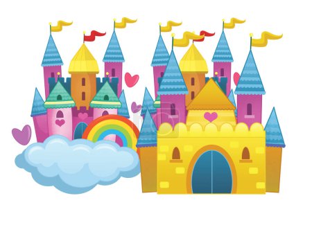 Photo for Cartoon beautiful and colorful medieval castle isolated illustration for kids - Royalty Free Image