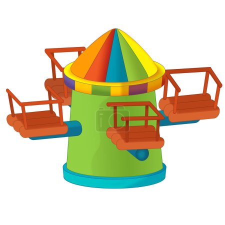 Photo for Cartoon scene with colorful funfair element carousel isolated illustration for children - Royalty Free Image