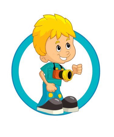 Photo for Cartoon scene with happy kid having fun doing something playful funny illustration - Royalty Free Image